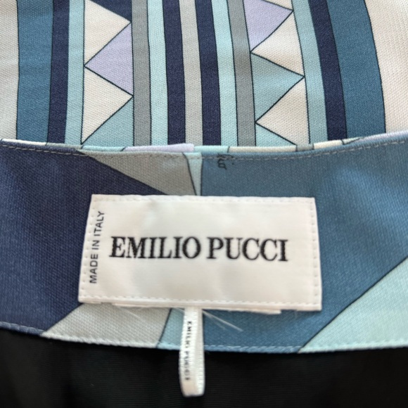 EMILIO PUCCI BLUE MULTI PRINT LONG SLEEVE DRESS SIZE IT 42 / US 8 NWOTS! - Picture 14 of 17